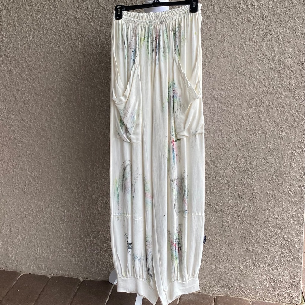Sarah Santos Cream Wide Leg with Cuffs Pants Sz S - Picture 4 of 9